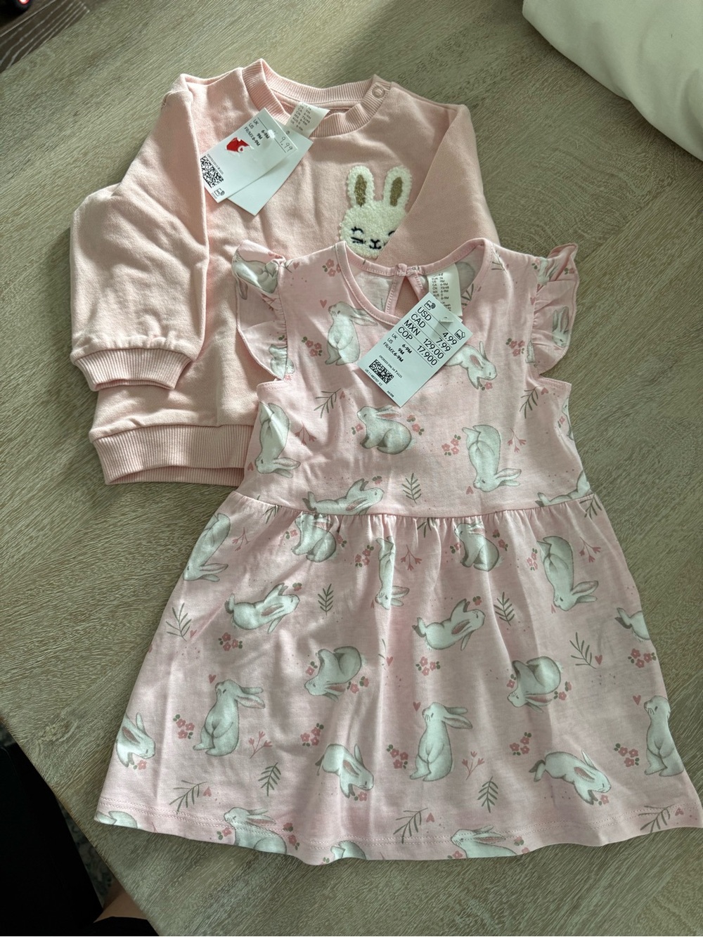 H&M Pink Bunny Print Pajama Set - Top & Dress